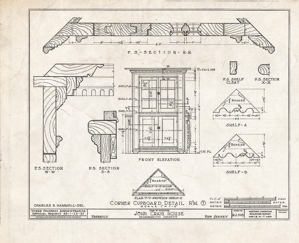 Blueprint HABS NJ,13-FREHO.V,1- (Sheet 14 of 17) - John Craig House, Freehold, Monmouth County, NJ