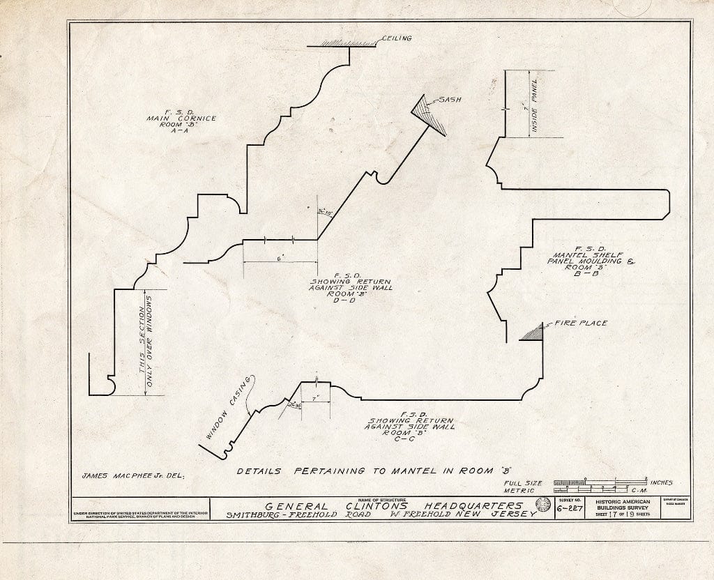 Blueprint HABS NJ,13-FREHOW,1- (Sheet 17 of 19) - General Clinton Headquarters, West Main Street, West Freehold, Monmouth County, NJ