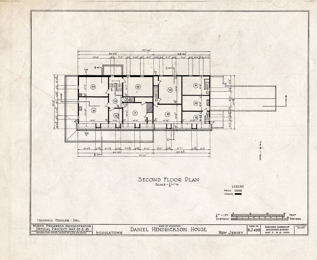 Blueprint HABS NJ,13-HOL,1- (Sheet 3 of 16) - Daniel Hendrickson House, Holland Road, Middletown, Monmouth County, NJ