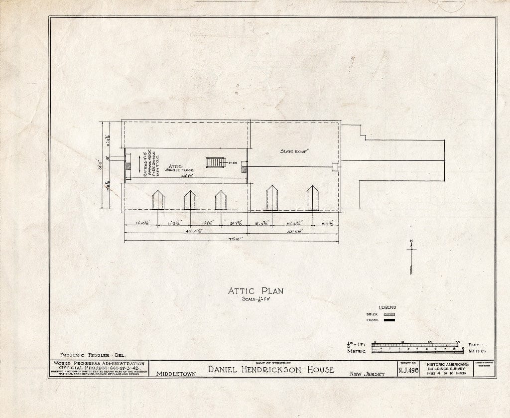 Blueprint HABS NJ,13-HOL,1- (Sheet 4 of 16) - Daniel Hendrickson House, Holland Road, Middletown, Monmouth County, NJ