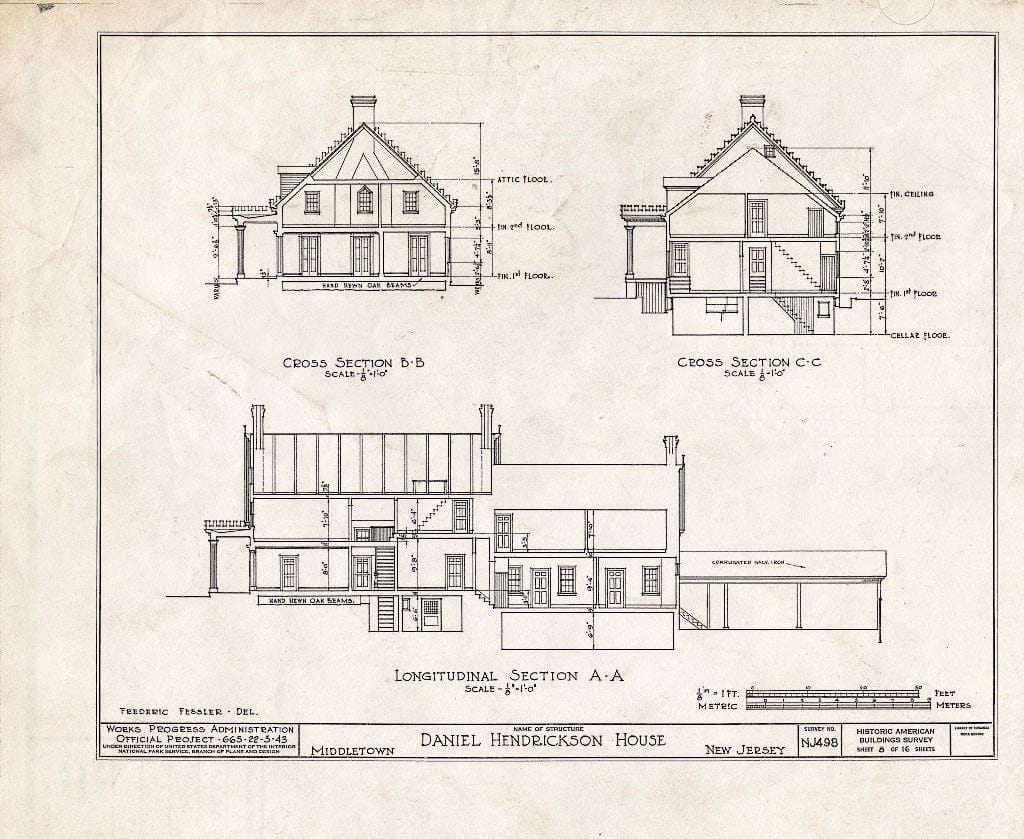 Blueprint HABS NJ,13-HOL,1- (Sheet 8 of 16) - Daniel Hendrickson House, Holland Road, Middletown, Monmouth County, NJ