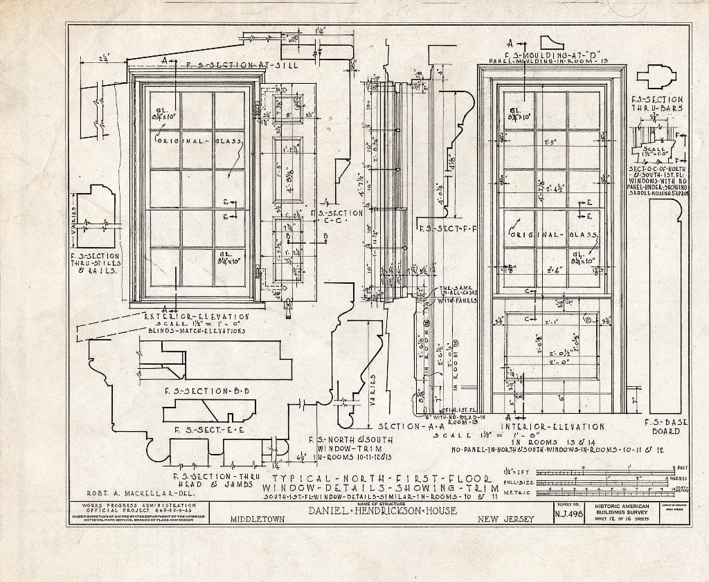 Blueprint HABS NJ,13-HOL,1- (Sheet 12 of 16) - Daniel Hendrickson House, Holland Road, Middletown, Monmouth County, NJ