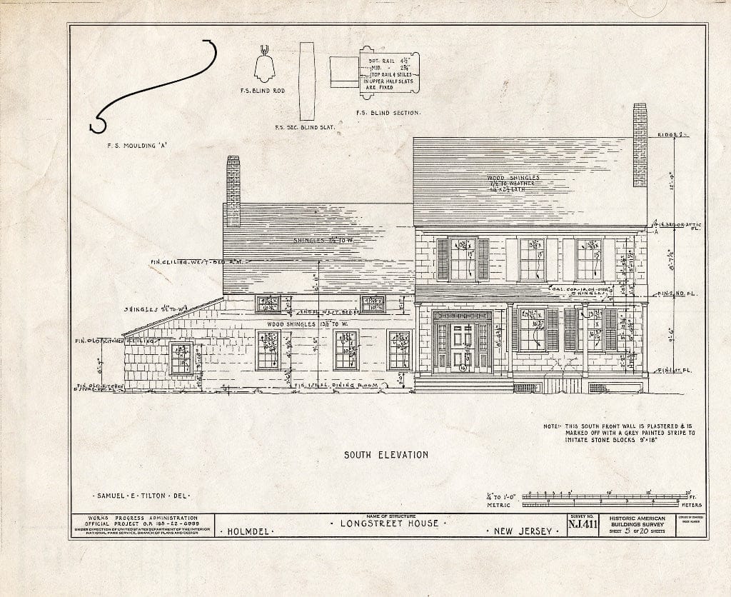 Blueprint HABS NJ,13-Holm,1- (Sheet 5 of 20) - Longstreet House, Holmdel, Monmouth County, NJ