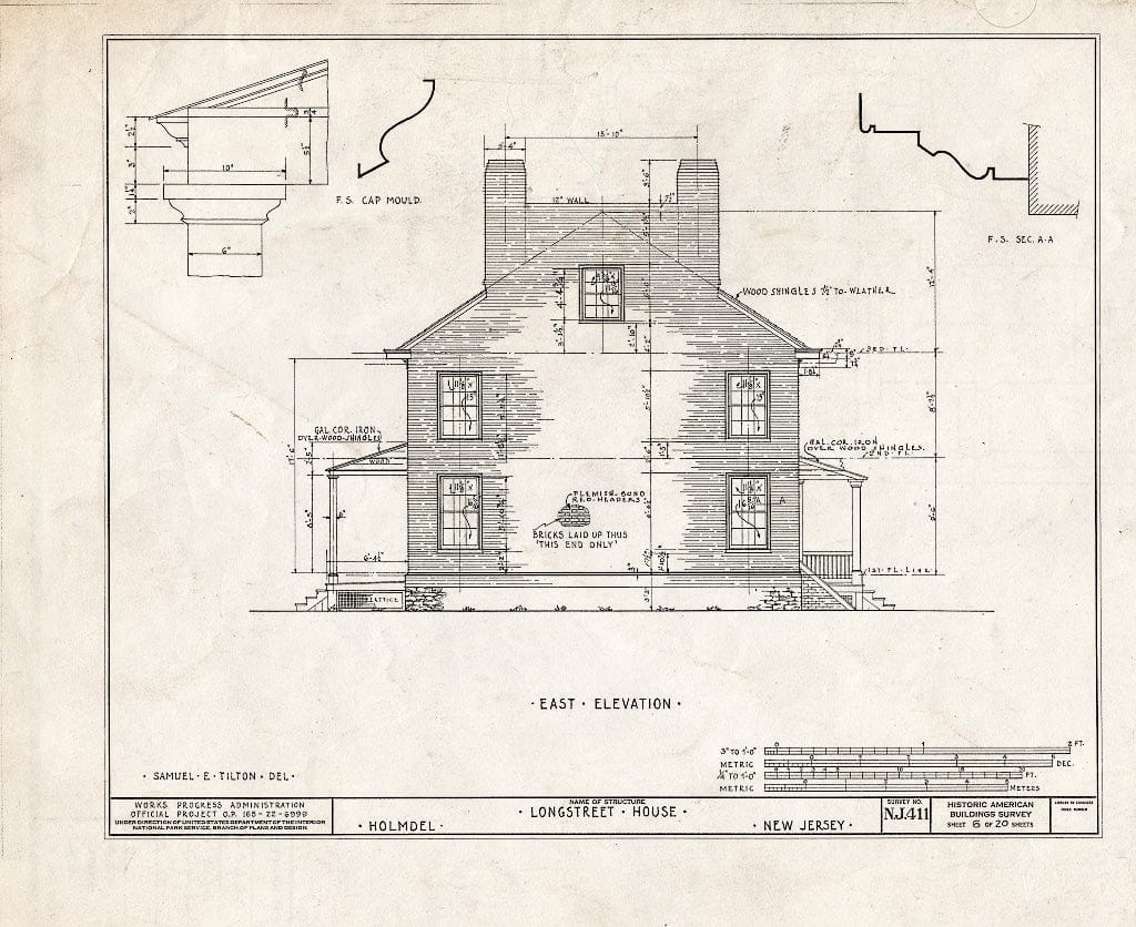 Blueprint HABS NJ,13-Holm,1- (Sheet 6 of 20) - Longstreet House, Holmdel, Monmouth County, NJ