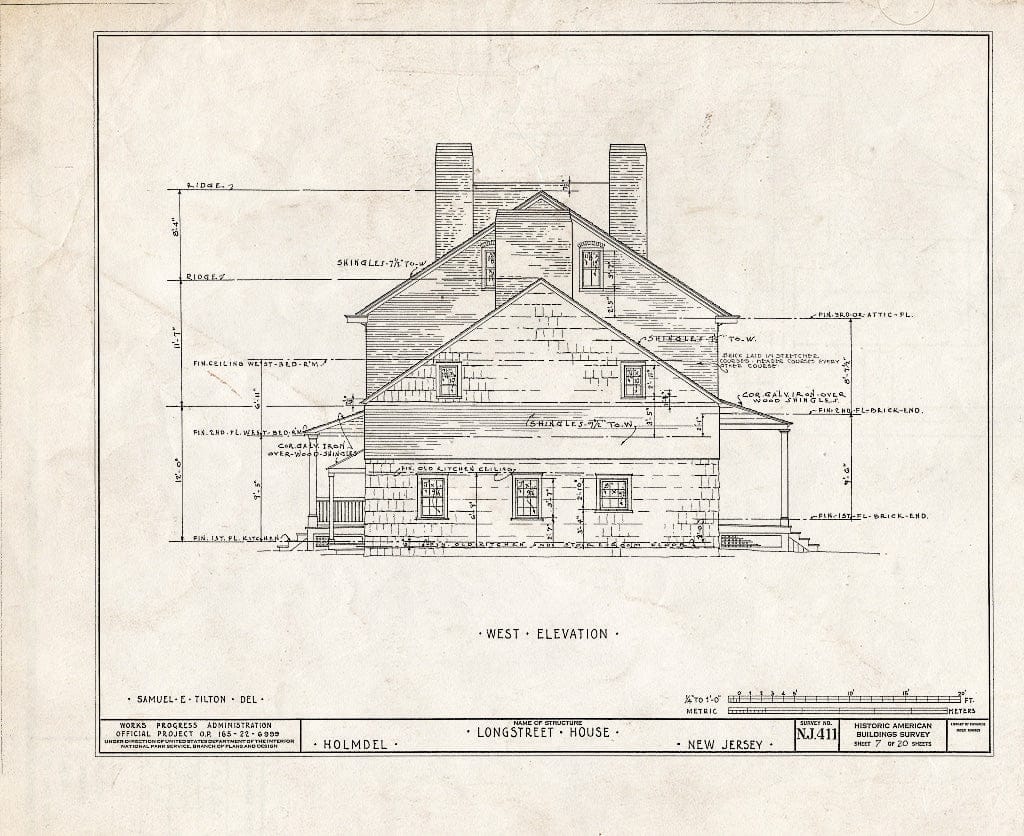 Blueprint HABS NJ,13-Holm,1- (Sheet 7 of 20) - Longstreet House, Holmdel, Monmouth County, NJ