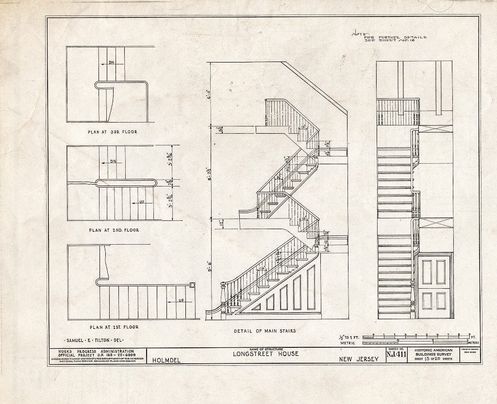 Blueprint HABS NJ,13-Holm,1- (Sheet 15 of 20) - Longstreet House, Holmdel, Monmouth County, NJ