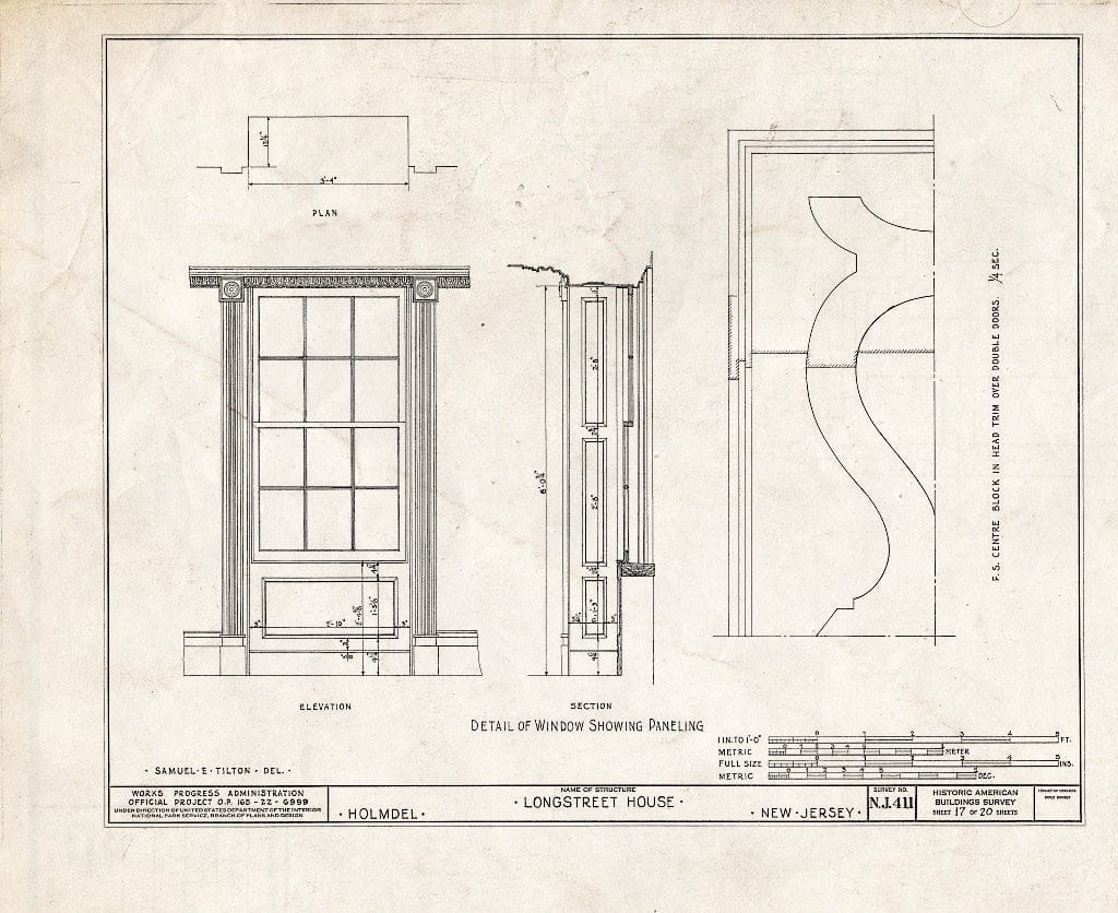 Blueprint HABS NJ,13-Holm,1- (Sheet 17 of 20) - Longstreet House, Holmdel, Monmouth County, NJ