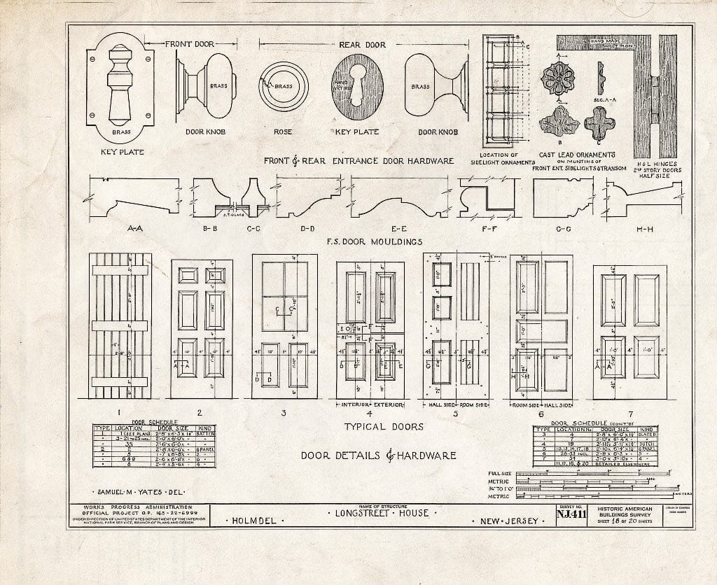 Blueprint HABS NJ,13-Holm,1- (Sheet 18 of 20) - Longstreet House, Holmdel, Monmouth County, NJ