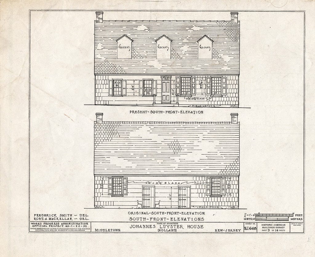 Blueprint HABS NJ,13-HOL,2- (Sheet 3 of 14) - Johannes Luyster House, Laurel Avenue & Middleton Road, Holland, Monmouth County, NJ