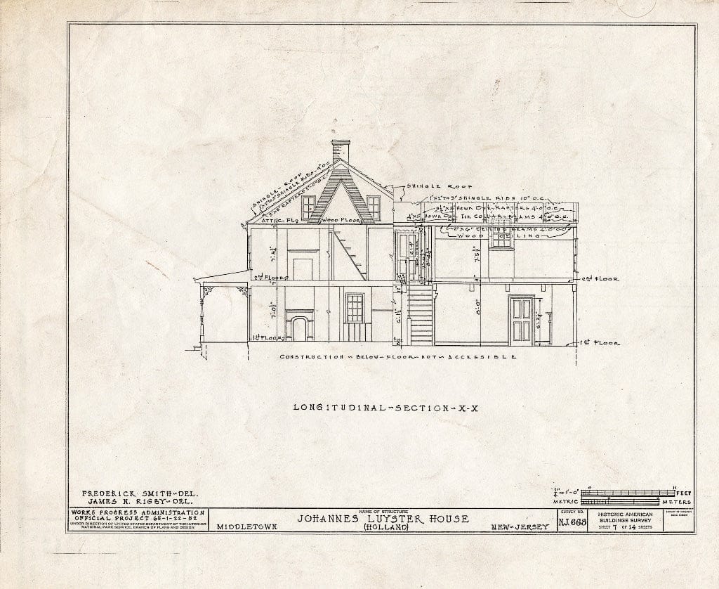 Blueprint HABS NJ,13-HOL,2- (Sheet 7 of 14) - Johannes Luyster House, Laurel Avenue & Middleton Road, Holland, Monmouth County, NJ