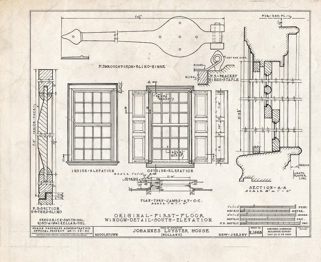Blueprint HABS NJ,13-HOL,2- (Sheet 10 of 14) - Johannes Luyster House, Laurel Avenue & Middleton Road, Holland, Monmouth County, NJ