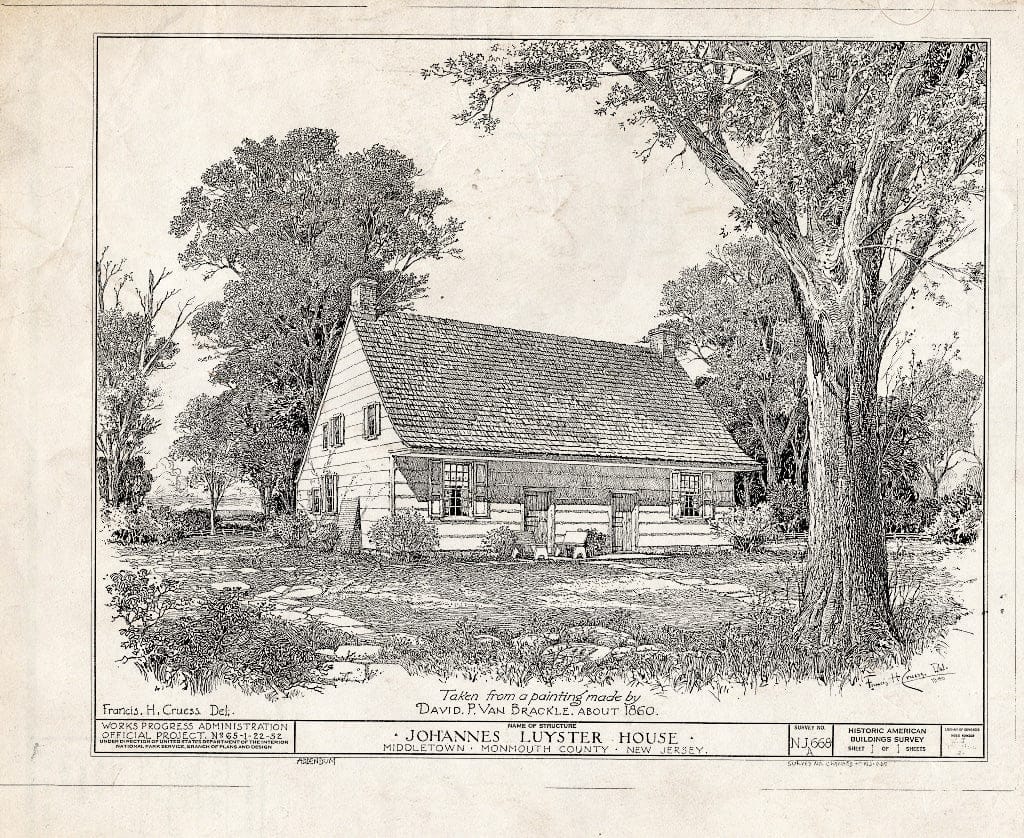 Blueprint HABS NJ,13-HOL,2- (Sheet 1 of 1) - Johannes Luyster House, Laurel Avenue & Middleton Road, Holland, Monmouth County, NJ