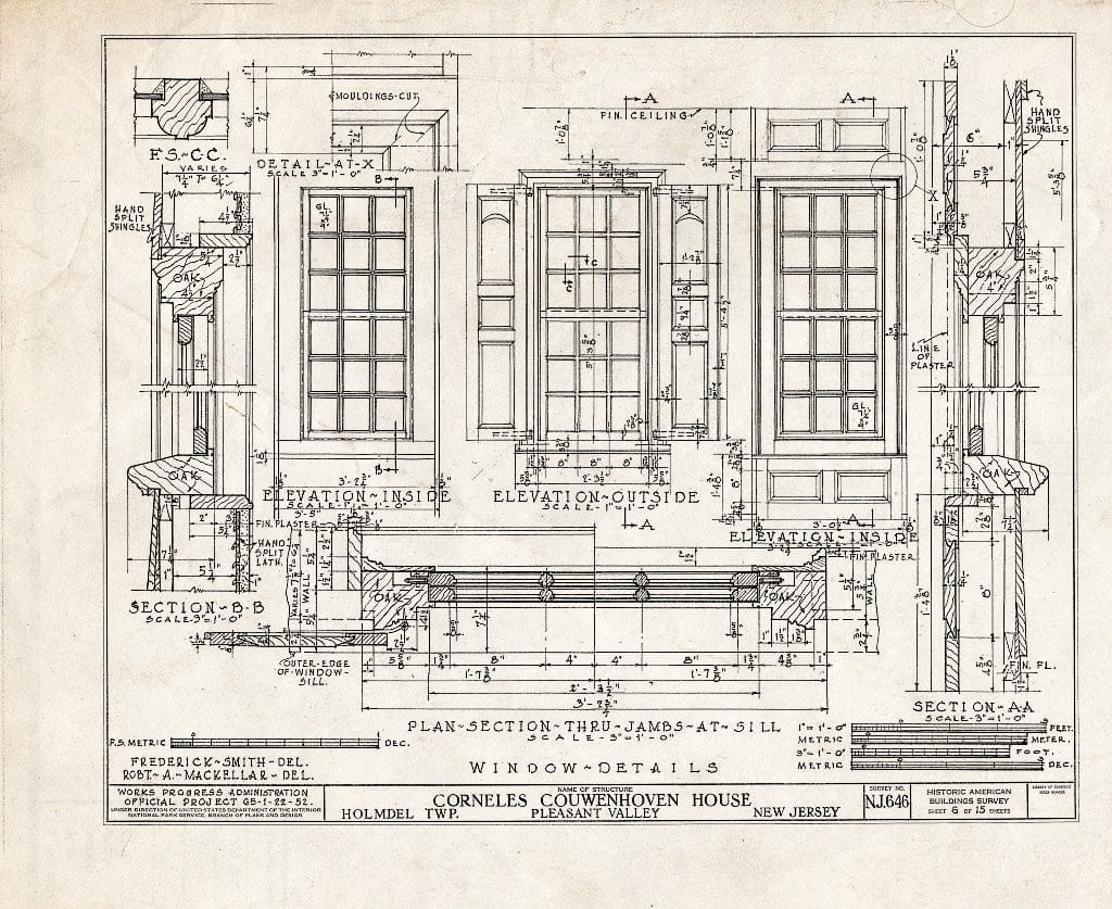 Blueprint HABS NJ,13-Holm.V,1- (Sheet 6 of 15) - Corneles Couwenhoven House, Holmdel, Monmouth County, NJ