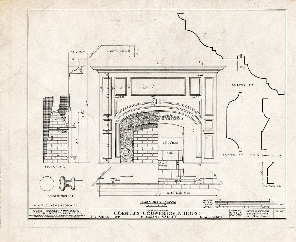 Blueprint HABS NJ,13-Holm.V,1- (Sheet 9 of 15) - Corneles Couwenhoven House, Holmdel, Monmouth County, NJ