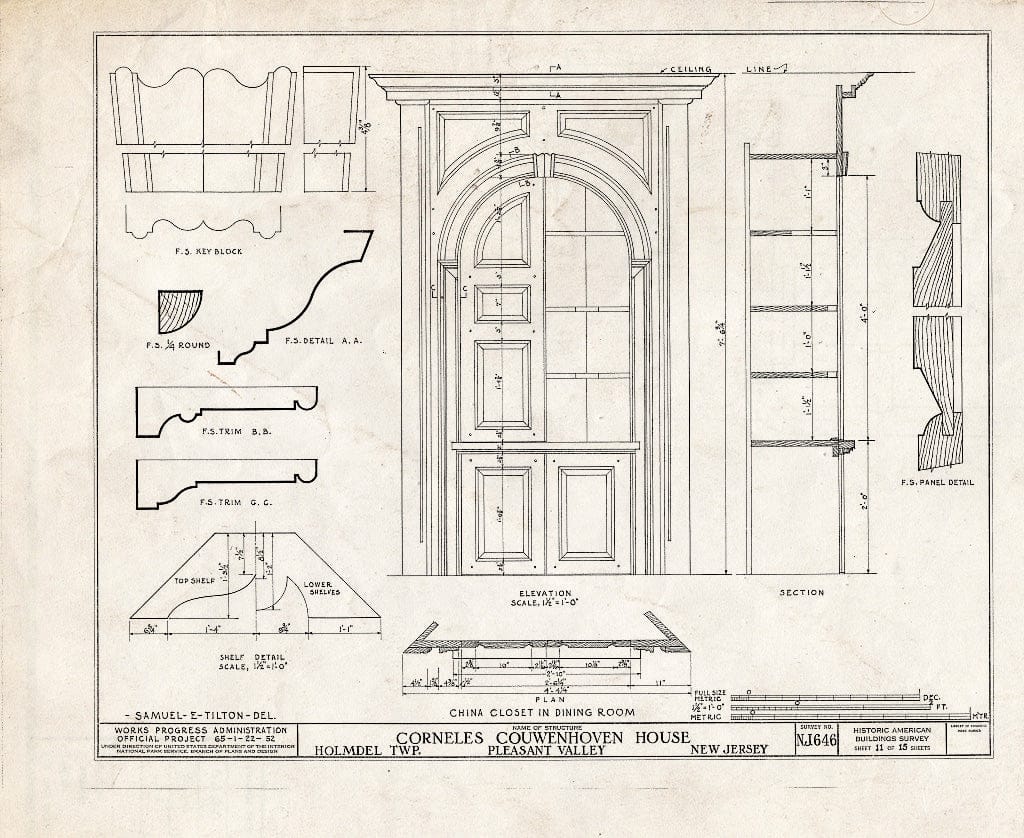 Blueprint HABS NJ,13-Holm.V,1- (Sheet 11 of 15) - Corneles Couwenhoven House, Holmdel, Monmouth County, NJ