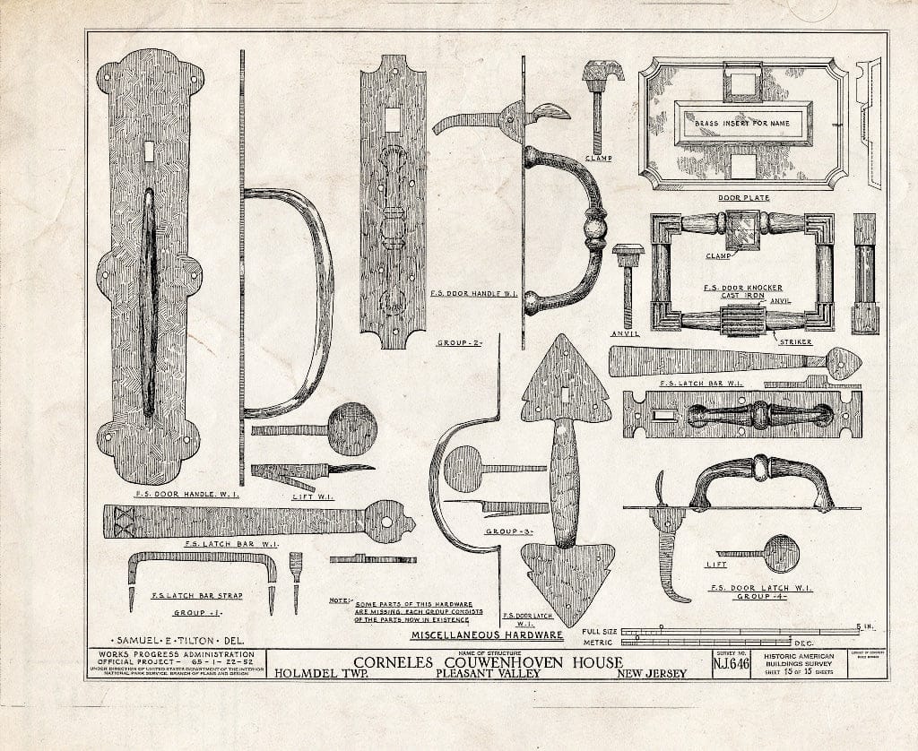 Blueprint HABS NJ,13-Holm.V,1- (Sheet 15 of 15) - Corneles Couwenhoven House, Holmdel, Monmouth County, NJ