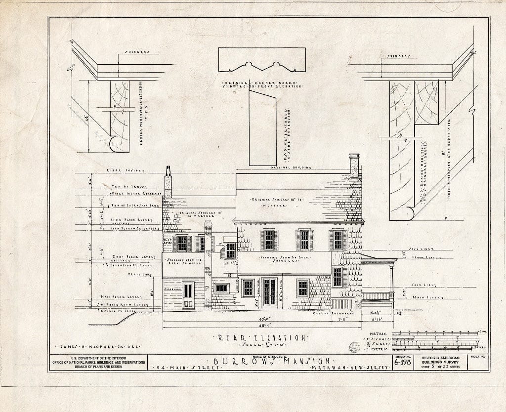 Blueprint HABS NJ,13-MAT,1- (Sheet 5 of 22) - Burrowes Mansion, 94 Main Street, Matawan, Monmouth County, NJ