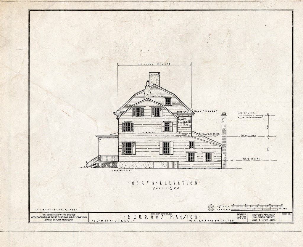 Blueprint HABS NJ,13-MAT,1- (Sheet 6 of 22) - Burrowes Mansion, 94 Main Street, Matawan, Monmouth County, NJ