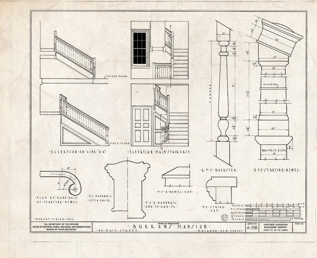 Blueprint HABS NJ,13-MAT,1- (Sheet 12 of 22) - Burrowes Mansion, 94 Main Street, Matawan, Monmouth County, NJ