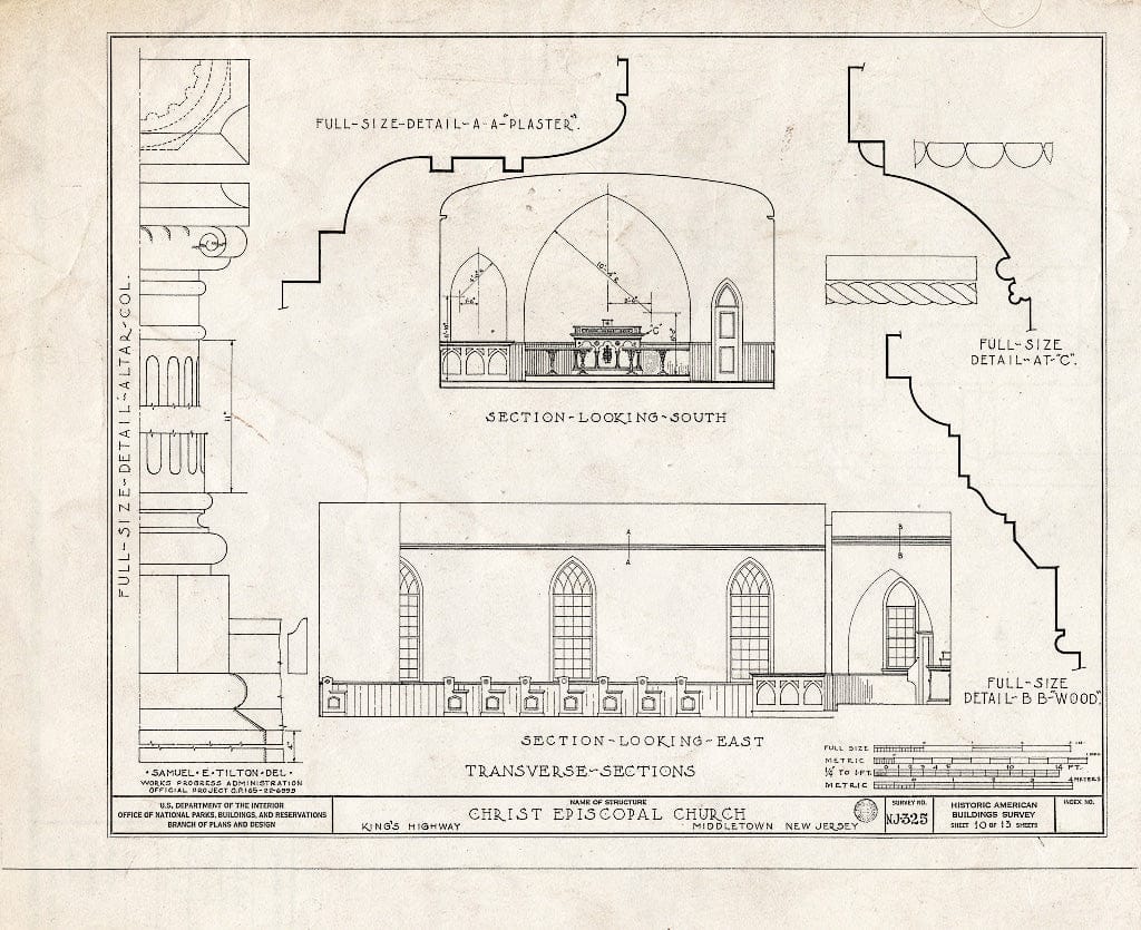 Blueprint HABS NJ,13-MIDTO,2- (Sheet 10 of 13) - Christ Episcopal Church, Church Street & King's Highway, Middletown, Monmouth County, NJ