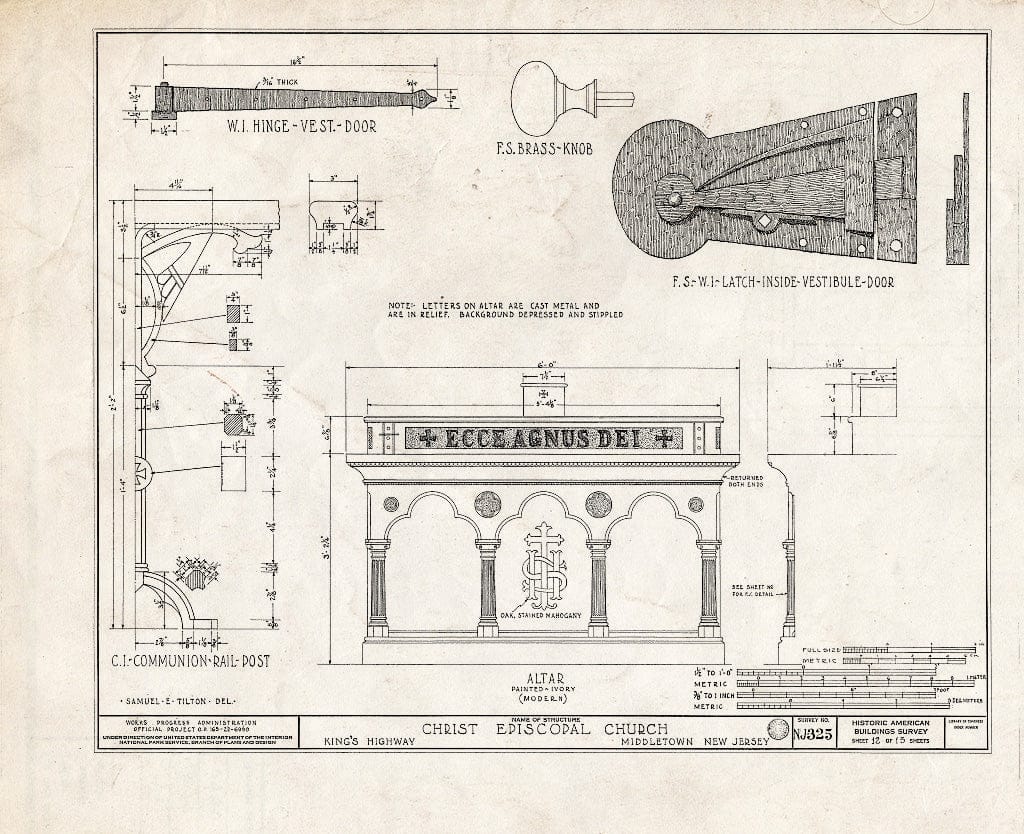 Blueprint HABS NJ,13-MIDTO,2- (Sheet 12 of 13) - Christ Episcopal Church, Church Street & King's Highway, Middletown, Monmouth County, NJ