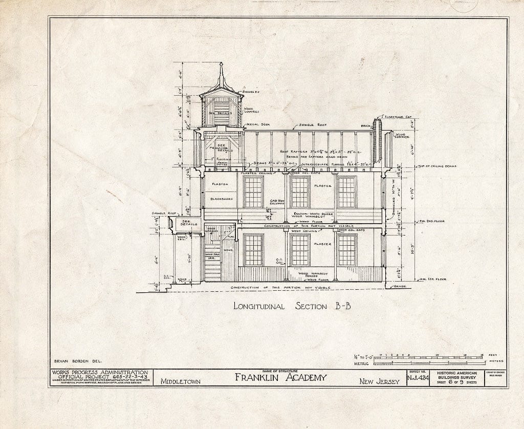 Blueprint HABS NJ,13-MIDTO,3- (Sheet 6 of 9) - Franklin Academy, King's Highway, Middletown, Monmouth County, NJ