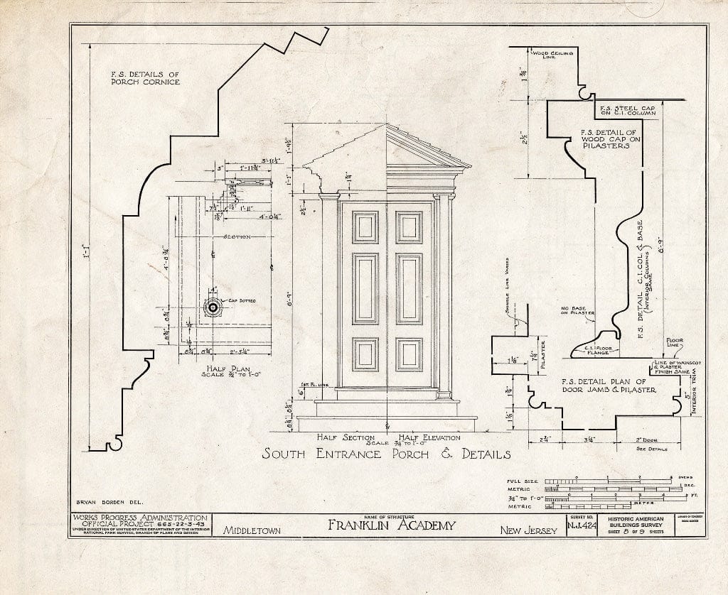 Blueprint HABS NJ,13-MIDTO,3- (Sheet 8 of 9) - Franklin Academy, King's Highway, Middletown, Monmouth County, NJ