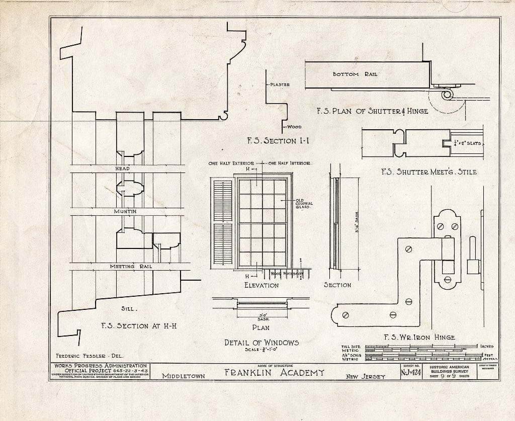 Blueprint HABS NJ,13-MIDTO,3- (Sheet 9 of 9) - Franklin Academy, King's Highway, Middletown, Monmouth County, NJ