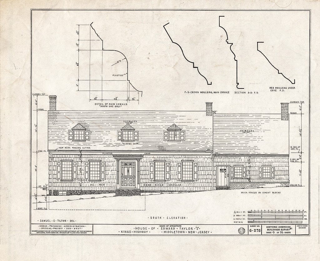 Blueprint HABS NJ,13-MIDTO,1- (Sheet 4 of 16) - Edward I. Taylor House, King's Highway, Middletown, Monmouth County, NJ