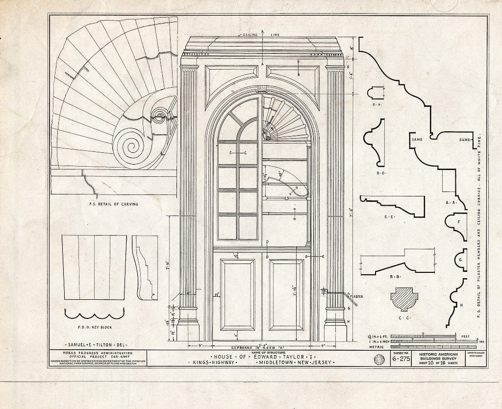 Blueprint HABS NJ,13-MIDTO,1- (Sheet 10 of 16) - Edward I. Taylor House, King's Highway, Middletown, Monmouth County, NJ