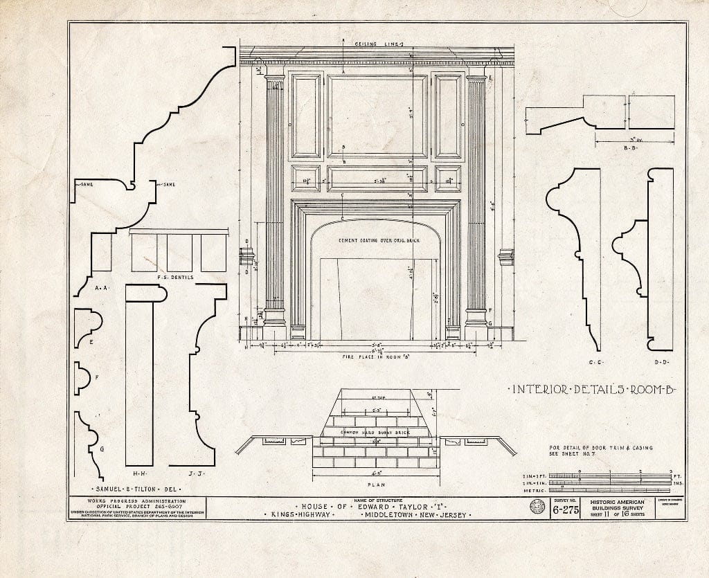 Blueprint HABS NJ,13-MIDTO,1- (Sheet 11 of 16) - Edward I. Taylor House, King's Highway, Middletown, Monmouth County, NJ