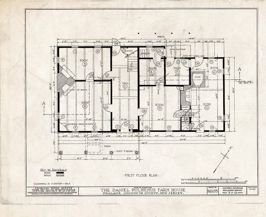 Blueprint HABS NJ,13-PHAL.V,1- (Sheet 2 of 16) - Daniel Polhemus Farmhouse, Phalanx, Monmouth County, NJ