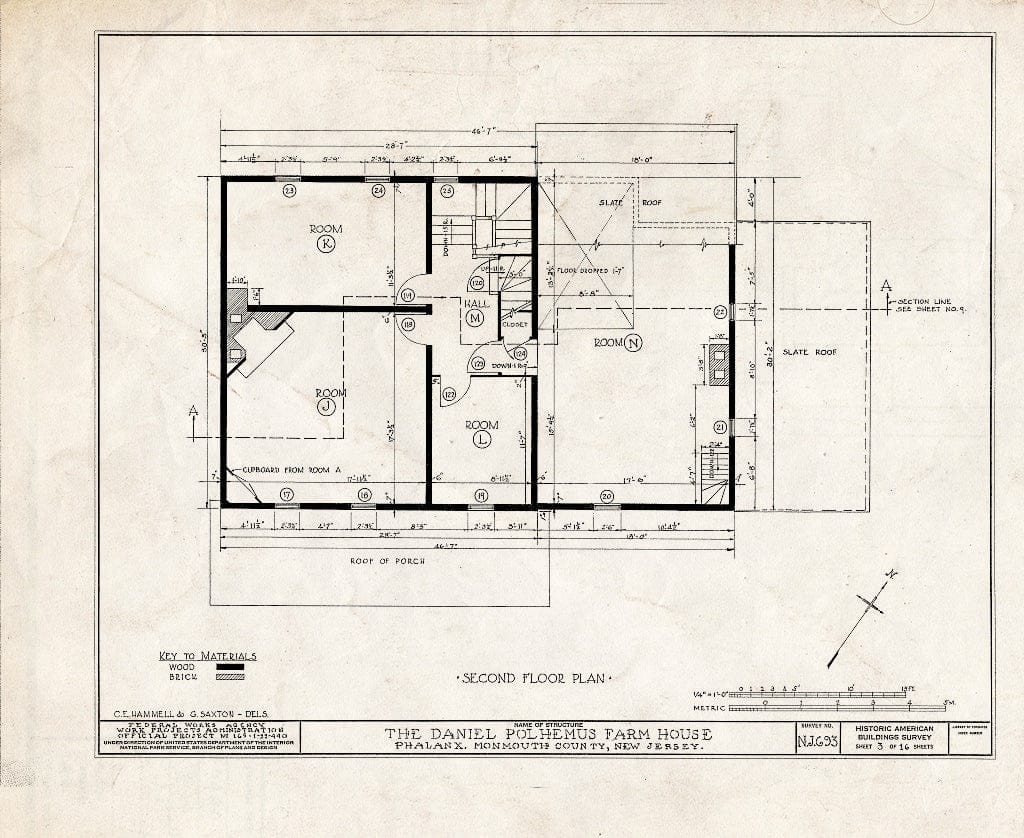 Blueprint HABS NJ,13-PHAL.V,1- (Sheet 3 of 16) - Daniel Polhemus Farmhouse, Phalanx, Monmouth County, NJ