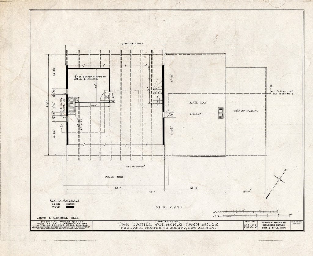 Blueprint HABS NJ,13-PHAL.V,1- (Sheet 4 of 16) - Daniel Polhemus Farmhouse, Phalanx, Monmouth County, NJ