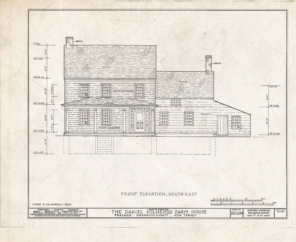 Blueprint HABS NJ,13-PHAL.V,1- (Sheet 5 of 16) - Daniel Polhemus Farmhouse, Phalanx, Monmouth County, NJ