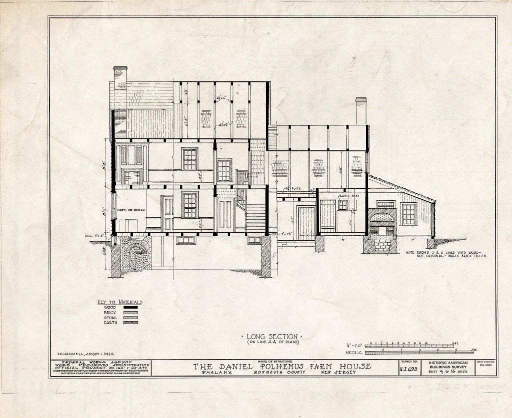 Blueprint HABS NJ,13-PHAL.V,1- (Sheet 9 of 16) - Daniel Polhemus Farmhouse, Phalanx, Monmouth County, NJ
