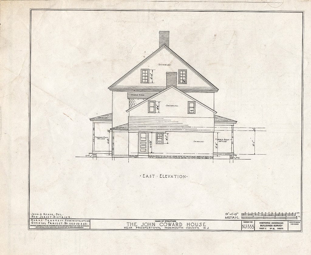 Blueprint HABS NJ,13-REDVA.V,1- (Sheet 6 of 16) - John Coward House, Prospertown, Ocean County, NJ