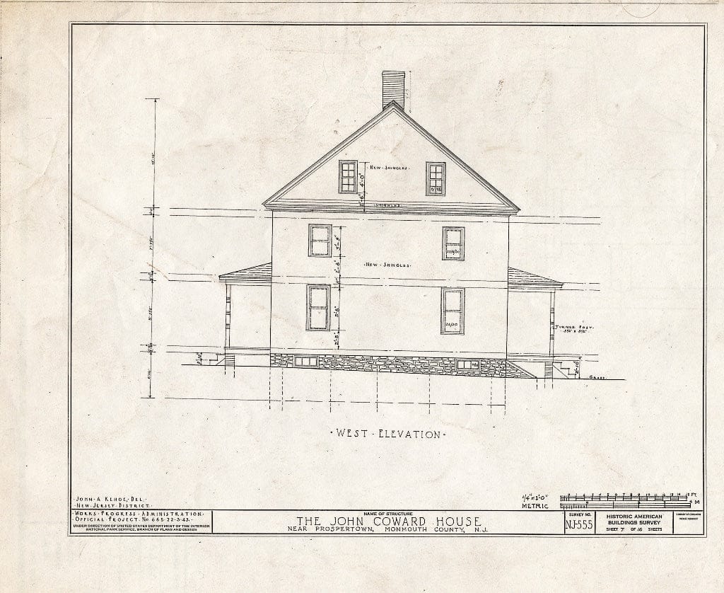 Blueprint HABS NJ,13-REDVA.V,1- (Sheet 7 of 16) - John Coward House, Prospertown, Ocean County, NJ