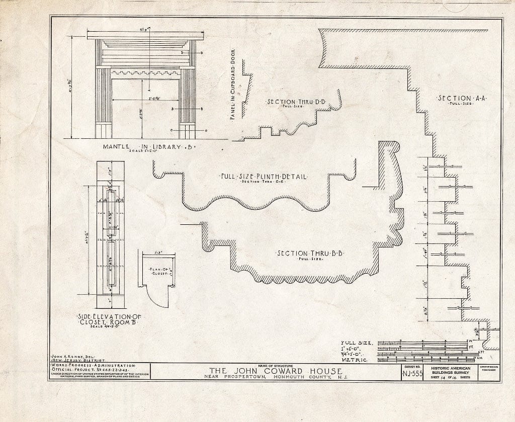 Blueprint HABS NJ,13-REDVA.V,1- (Sheet 14 of 16) - John Coward House, Prospertown, Ocean County, NJ