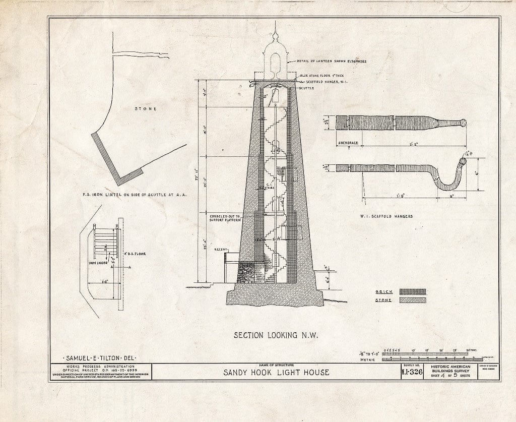 Blueprint HABS NJ,13-SANHO,2- (Sheet 4 of 5) - Sandy Hook Lighthouse, Fort Hancock, Fort Hancock, Monmouth County, NJ