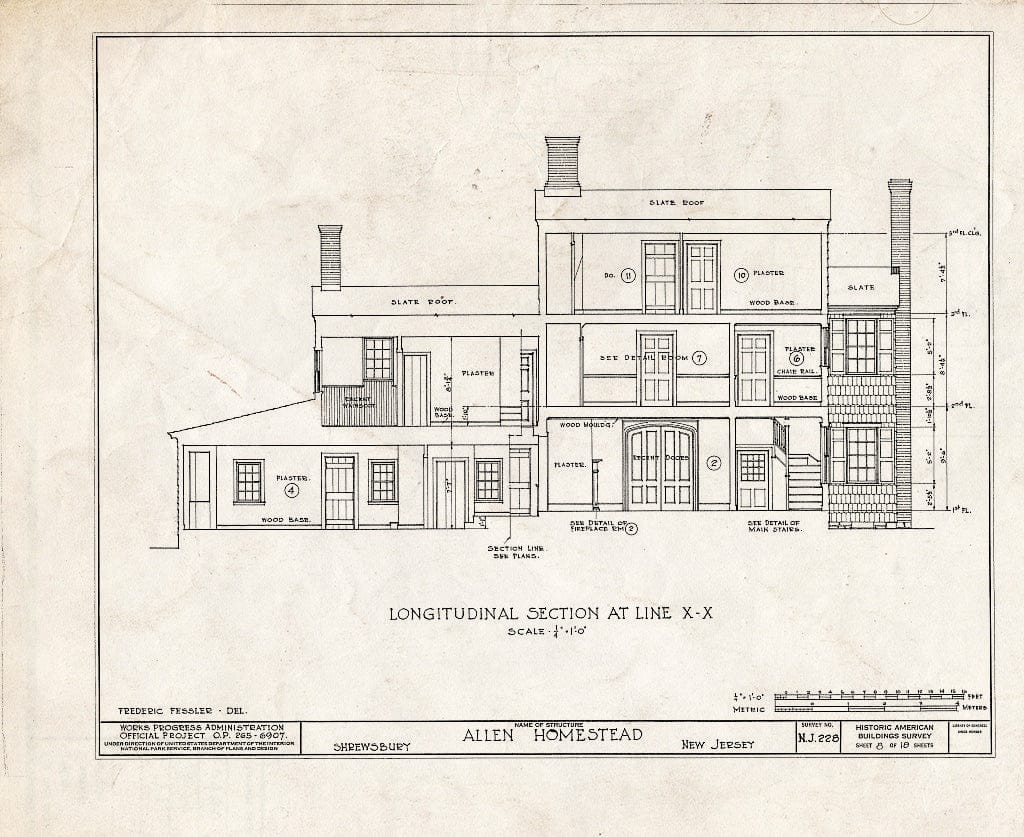 Blueprint HABS NJ,13-Shrew,3- (Sheet 8 of 18) - Allen Homestead, Broad Street & Sycamore Avenue, Shrewsbury, Monmouth County, NJ