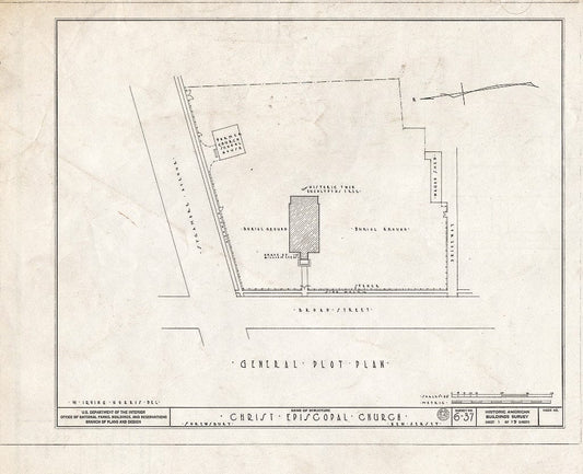 Blueprint 1. General plot Plan - Christ Episcopal Church, Broad Street & Sycamore Avenue, Shrewsbury, Monmouth County, NJ