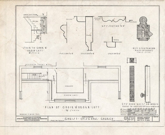 Blueprint 13. Choir and Organ loft - Christ Episcopal Church, Broad Street & Sycamore Avenue, Shrewsbury, Monmouth County, NJ