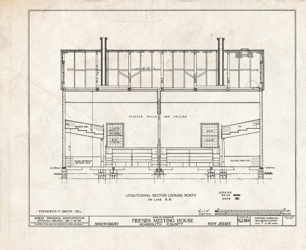 Blueprint HABS NJ,13-Shrew,2- (Sheet 7 of 16) - Friends Meetinghouse, Sycamore Avenue, Shrewsbury, Monmouth County, NJ