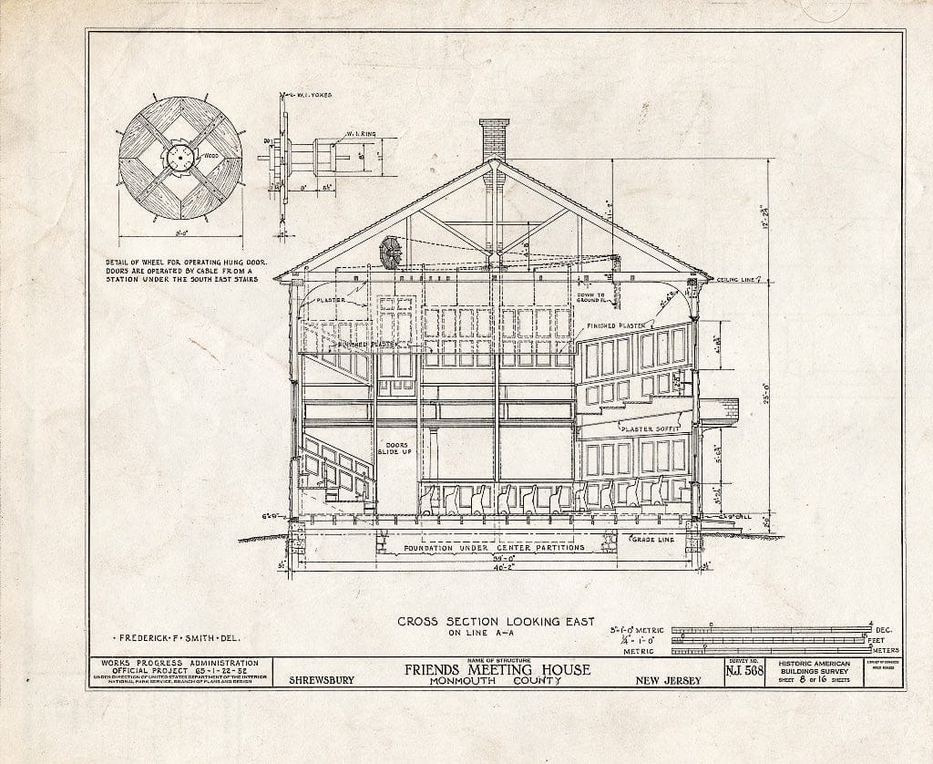Blueprint HABS NJ,13-Shrew,2- (Sheet 8 of 16) - Friends Meetinghouse, Sycamore Avenue, Shrewsbury, Monmouth County, NJ