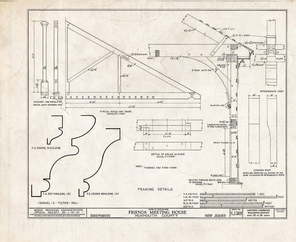 Blueprint HABS NJ,13-Shrew,2- (Sheet 14 of 16) - Friends Meetinghouse, Sycamore Avenue, Shrewsbury, Monmouth County, NJ
