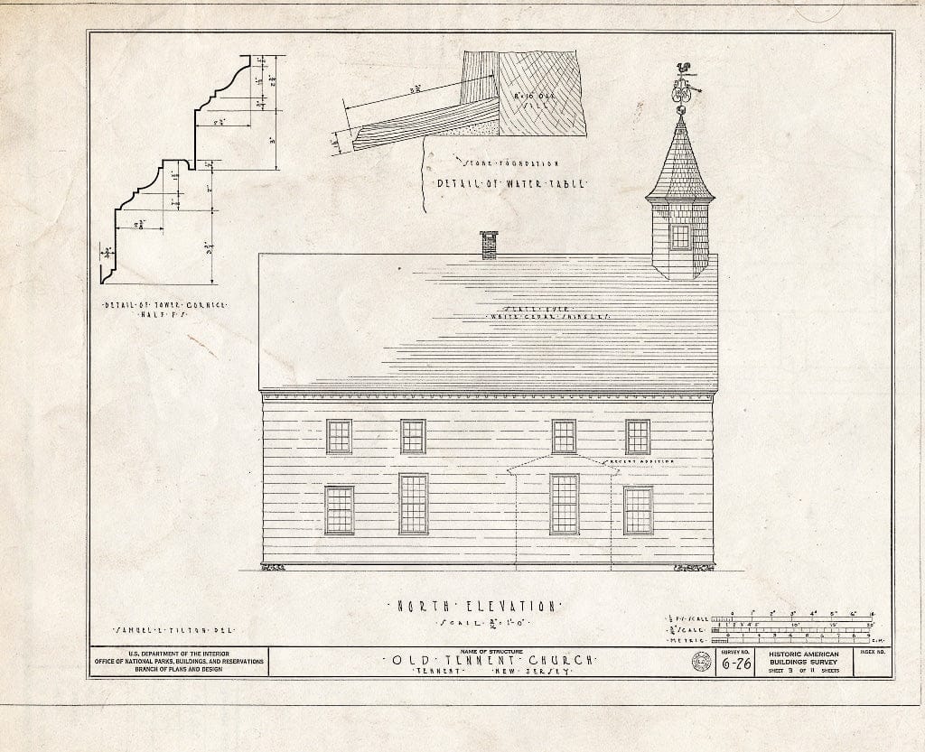 Blueprint HABS NJ,13-Tent,1- (Sheet 3 of 11) - First Presbyterian Church, Tennent, Monmouth County, NJ