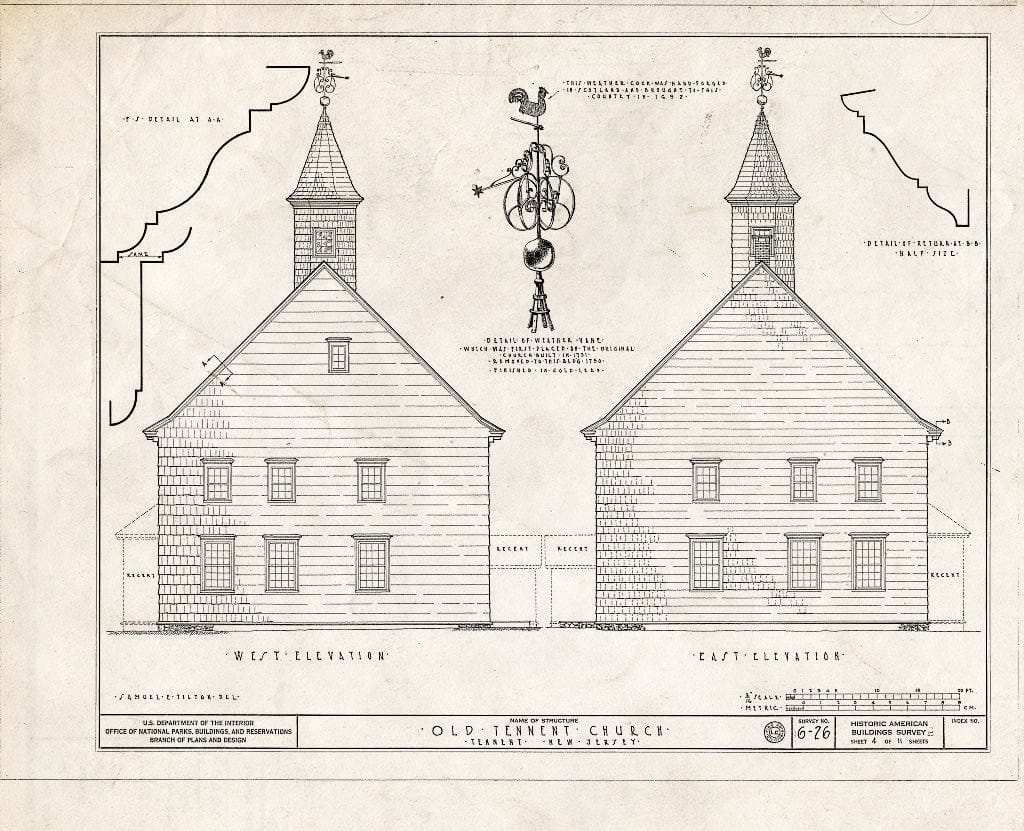 Blueprint HABS NJ,13-Tent,1- (Sheet 4 of 11) - First Presbyterian Church, Tennent, Monmouth County, NJ