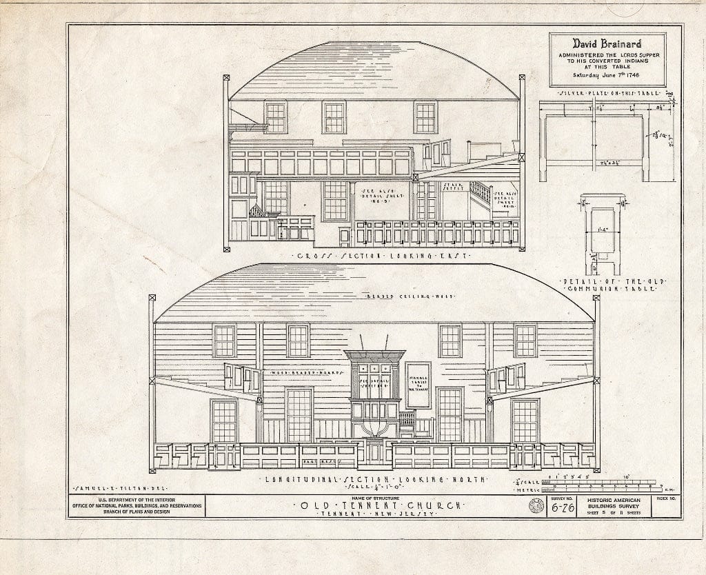 Blueprint HABS NJ,13-Tent,1- (Sheet 5 of 11) - First Presbyterian Church, Tennent, Monmouth County, NJ