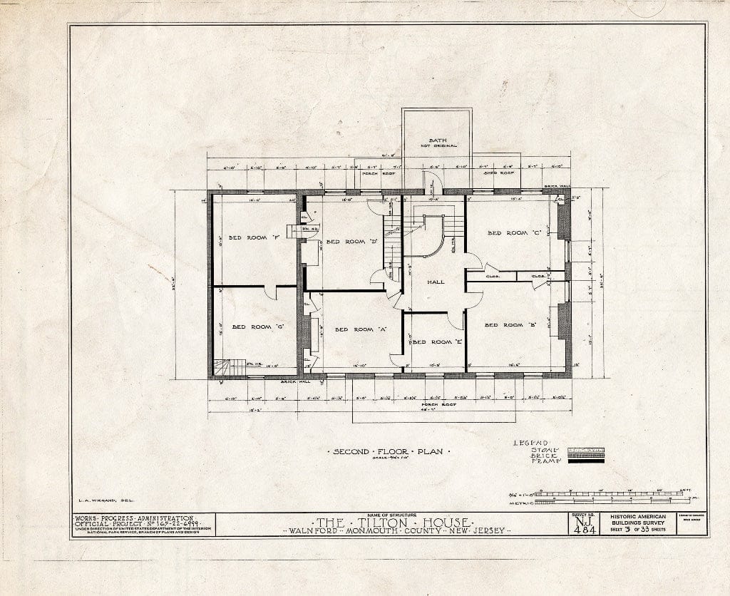 Blueprint HABS NJ,13-WALF.V,1- (Sheet 3 of 33) - Tilton House, Walnford, Monmouth County, NJ